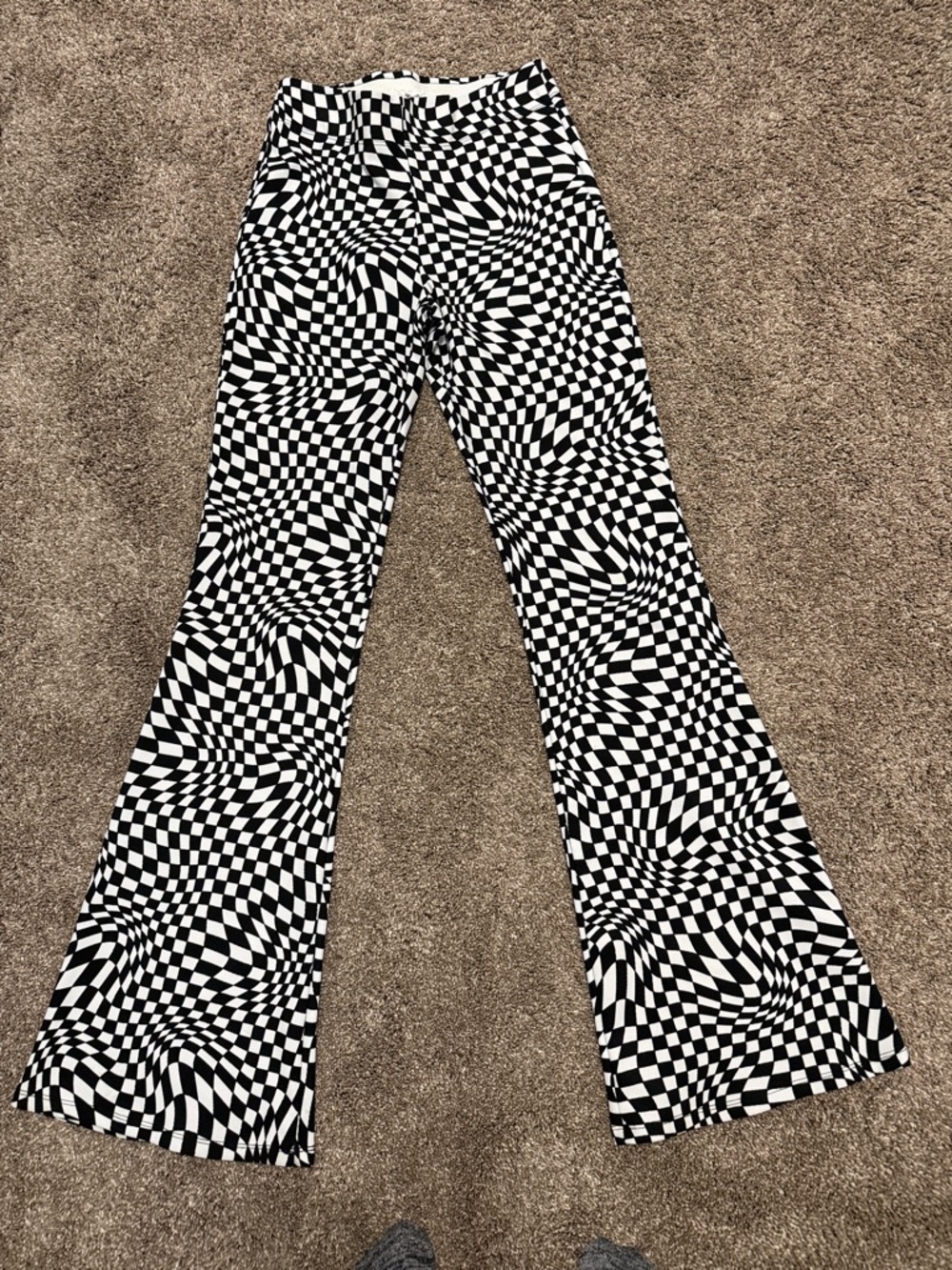 Garage Women's XS Black and White Checkerboard Odessa Flare Pants